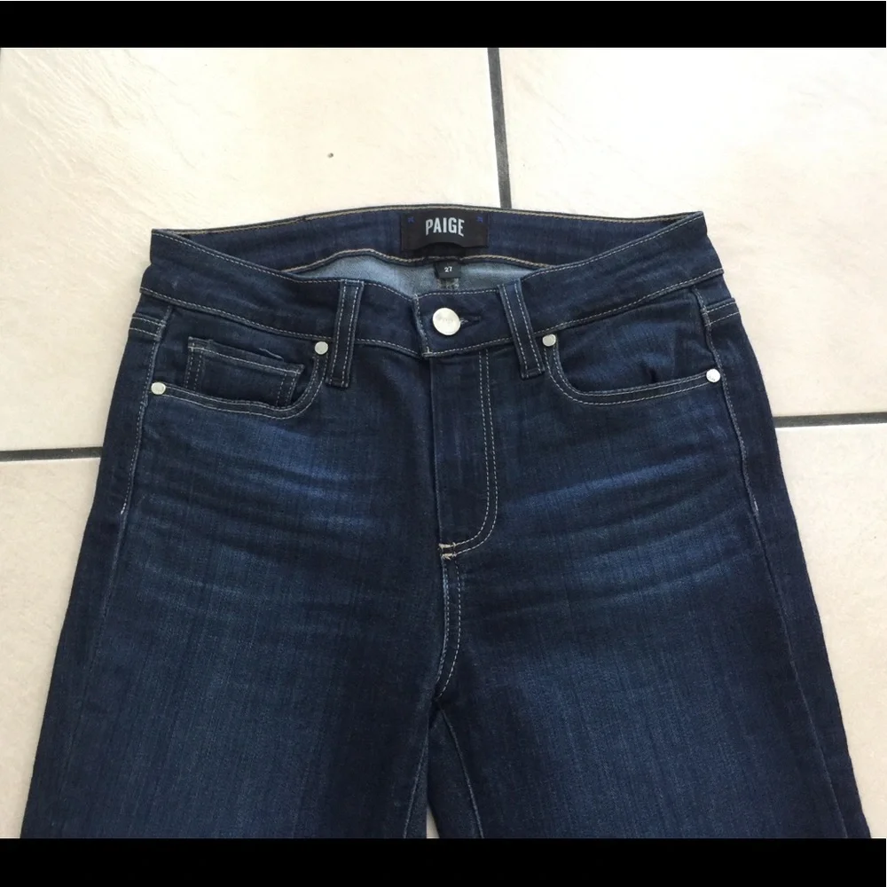 Paige Manhattan Mid Rise Dark Wash Bootcut Jeans - Picture 6 of 10